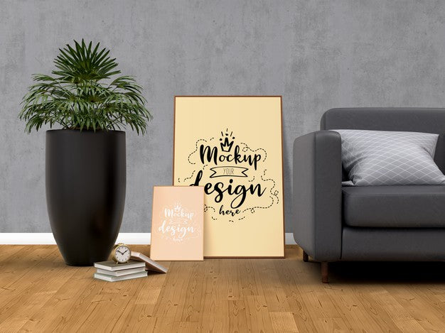 Mockup Poster Frame With Home Decorating In The Living Room Modern Interior. Psd