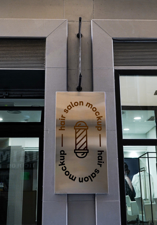 Mockup Sign Hair Salon City Psd