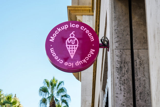 Mockup Sign Ice Cream City Psd