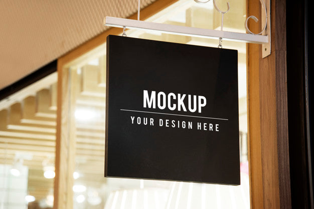 Mockup Sign Outside Of A Shop Psd