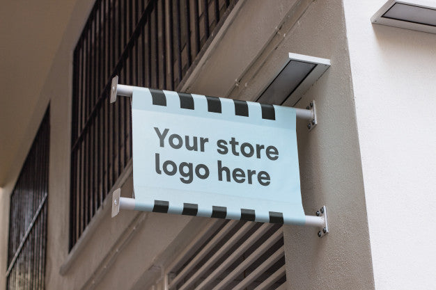 Mockup Sign Outside Shop Psd