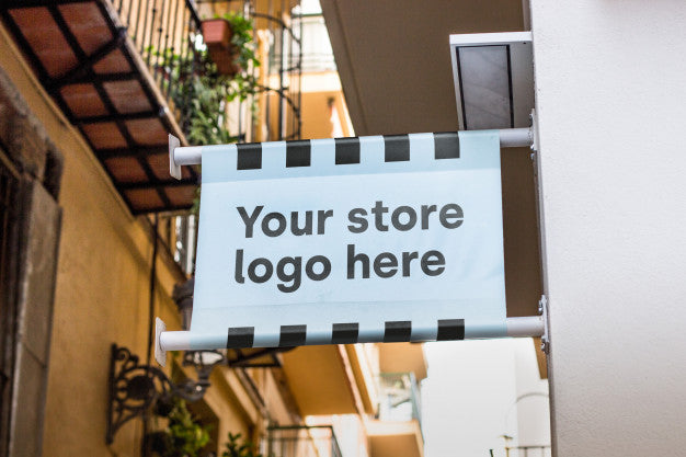 Mockup Sign Outside Shop Psd