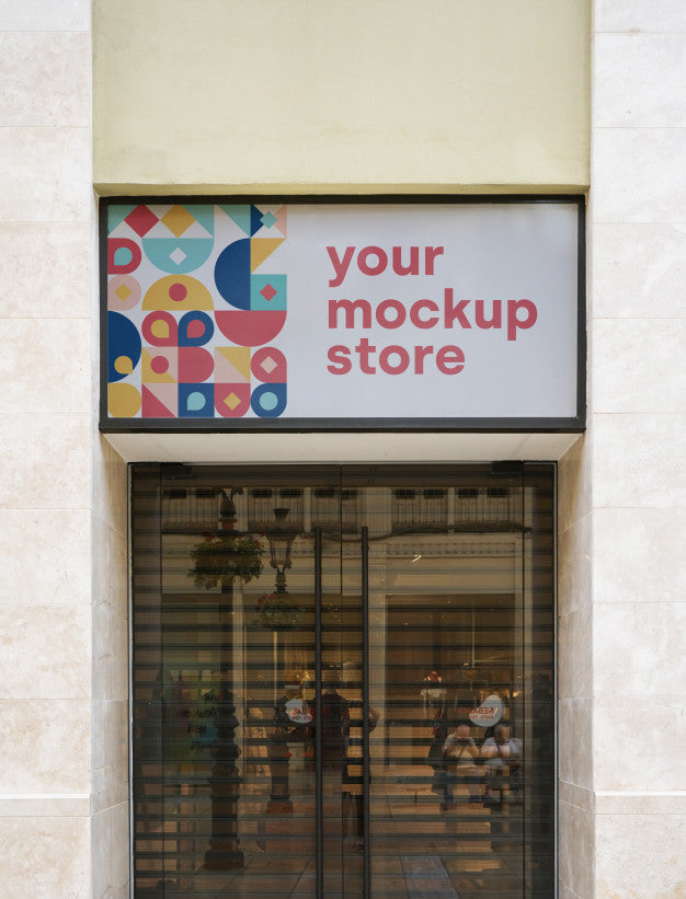 Mockup Sign Store City Psd