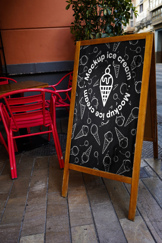 Mockup Signboard Menu Ice Cream Psd