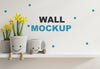 Mockup Wall In The Children'S Room On The White Shelf 3D Rendering Psd