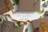 Mockup Winter Gift Scene With Parcels, Ribbons, Ivy And Holly Psd