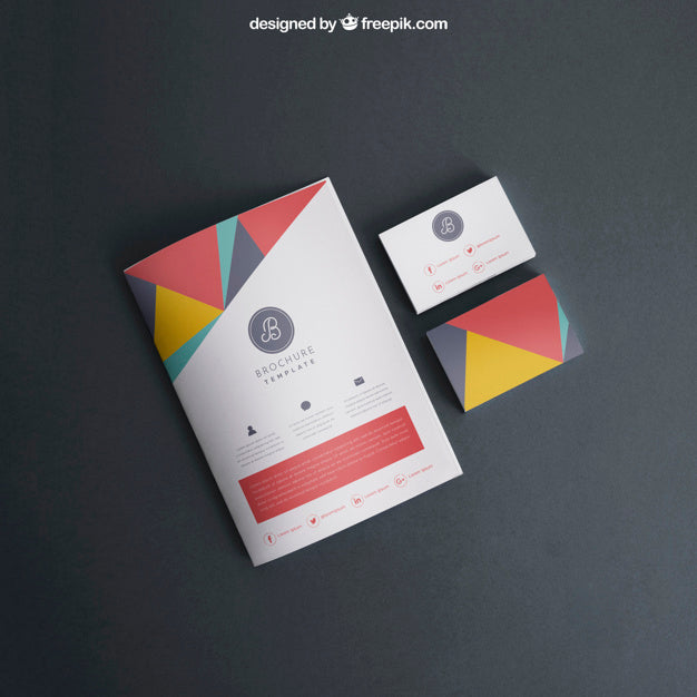 Mockup With Cover And Business Cards Psd