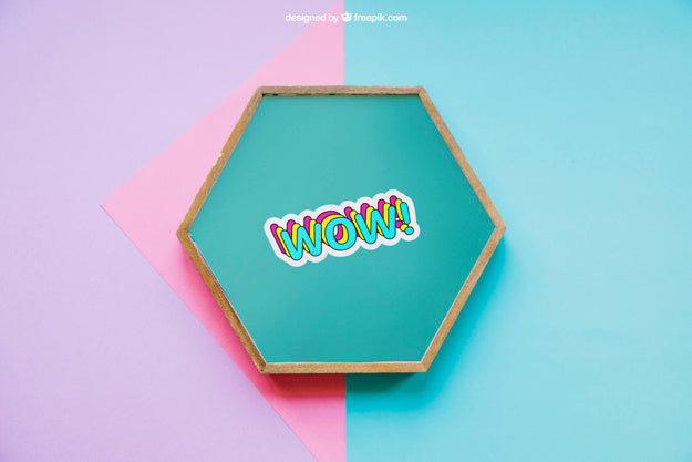 Mockup With Hexagonal Frame Psd