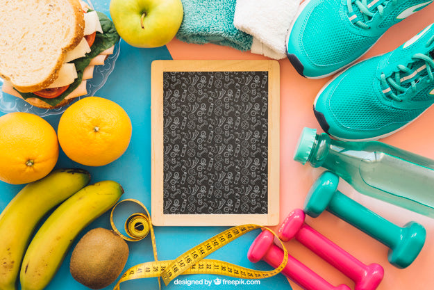 Mockup With Slate And Fitness Stuff Psd