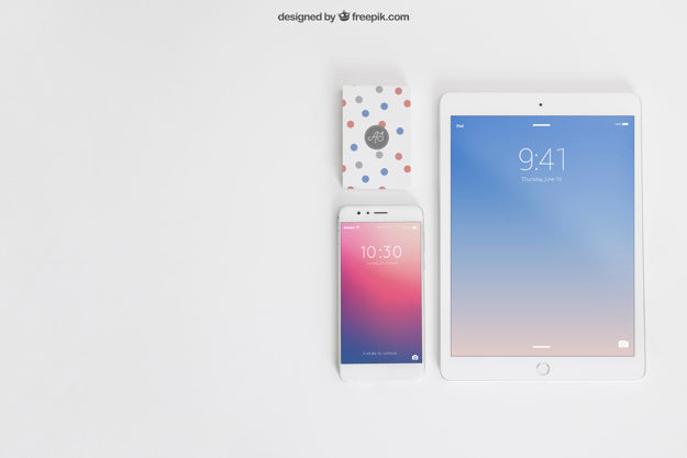 Mockup With Tablet And Business Cards Psd