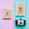 Mockup With Two Frames And Camera Psd