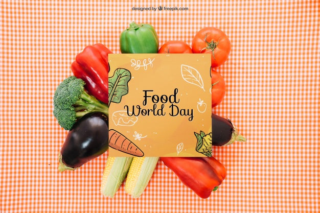 Mockup With Vegetables Square Card Psd