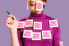 Model Covered In Sticky Notes Psd