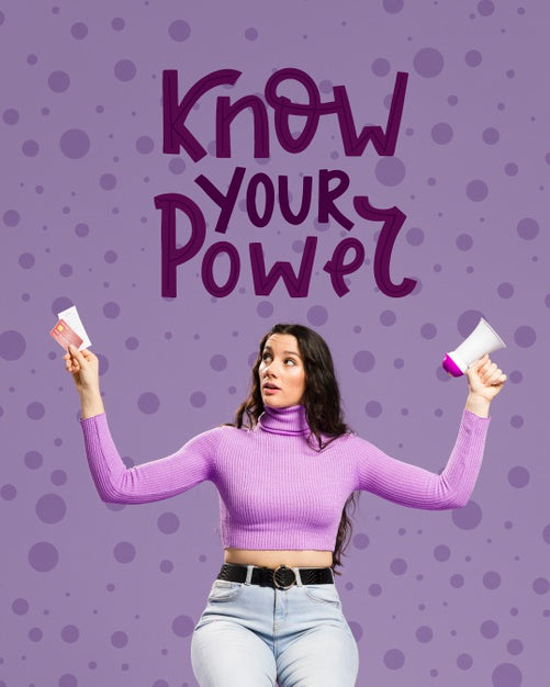 Model Holding Megaphone Front View Psd