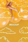 Model Legs On Yellow Clouds Mock-Up Psd