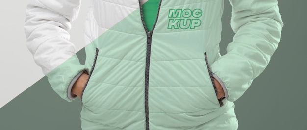 Model Wearing Jacket Mockup Medium Shot Psd