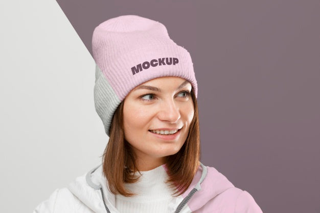 Model Wearing Warm Clothes Close Up Psd