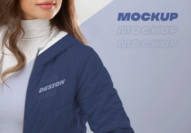 Model Wearing Winter Clothes Close Up Psd