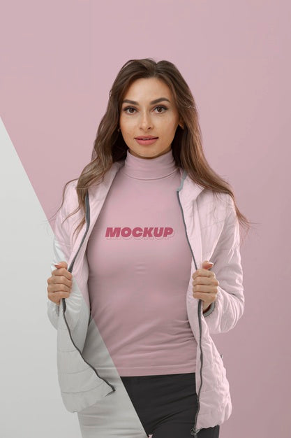 Model Wearing Winter Clothes Psd