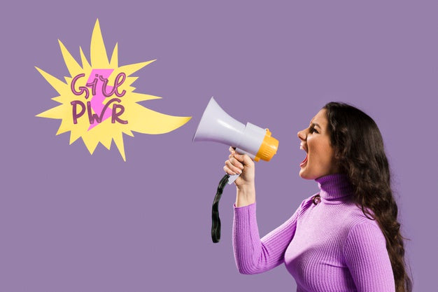Model With Megaphone Mock-Up Psd