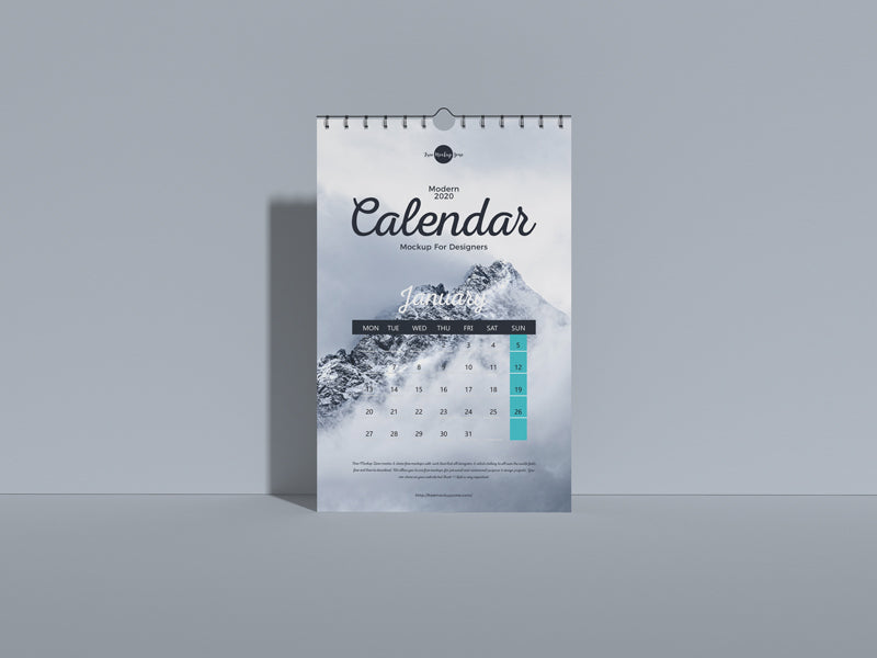 Modern 2020 Wall Calendar Mockup For Designers