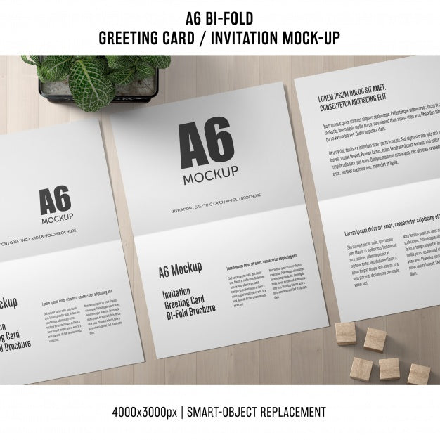 Modern A6 Bi-Fold Invitation Card Mockup Psd
