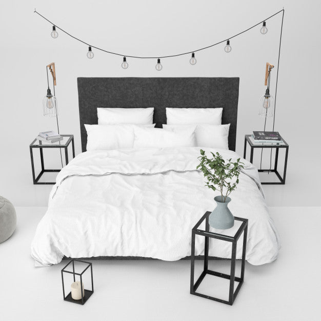 Modern Bedroom Mockup With Decorative Elements Psd