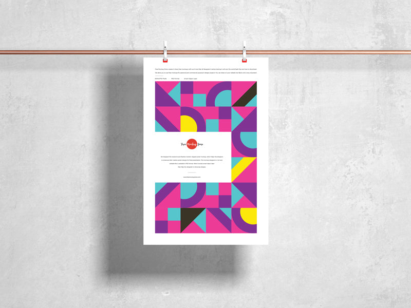 Modern Clipped Hanging Poster Mockup