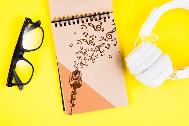 Modern Device And Notebook For Musician Psd