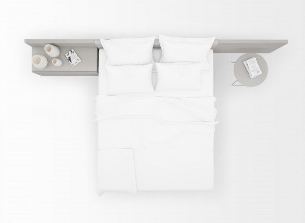 Modern Double Bed Mockup Isolated On Top View Psd