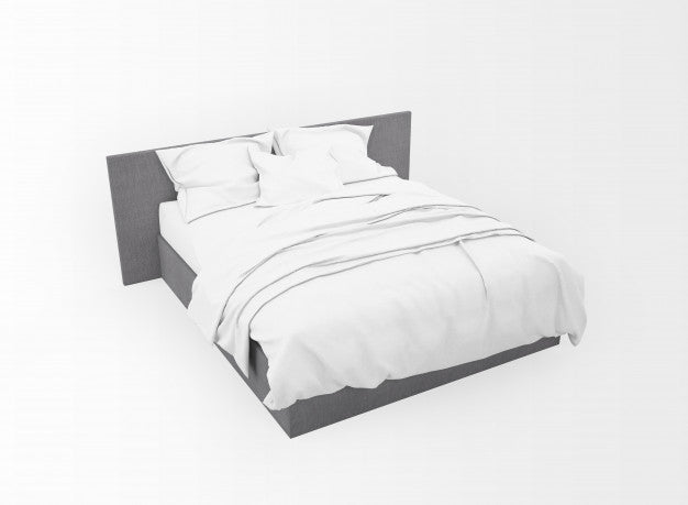 Modern Double Bed Mockup Isolated Psd
