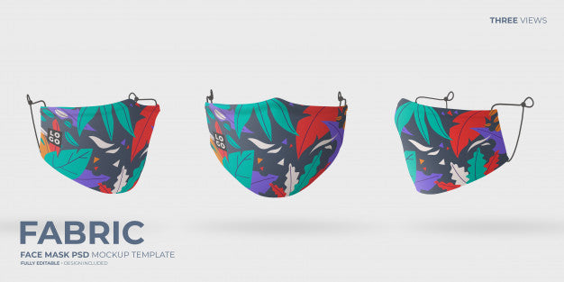 Modern Fabric Face Mask Mockup In Three Views Psd
