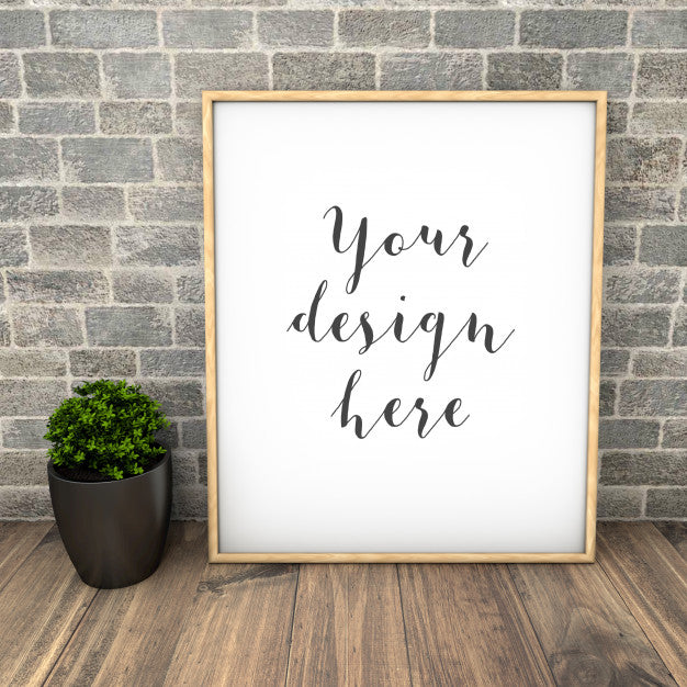 Modern Gallery Mockup With Plant Psd