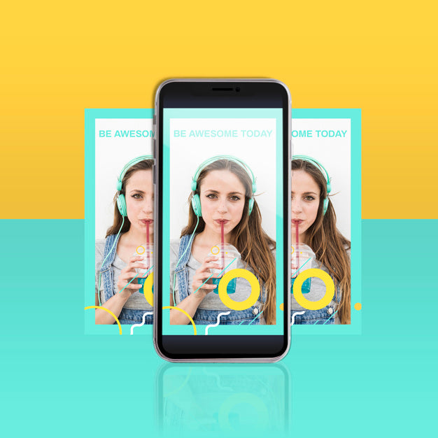 Modern Instagram Post Template With Smartphone Psd