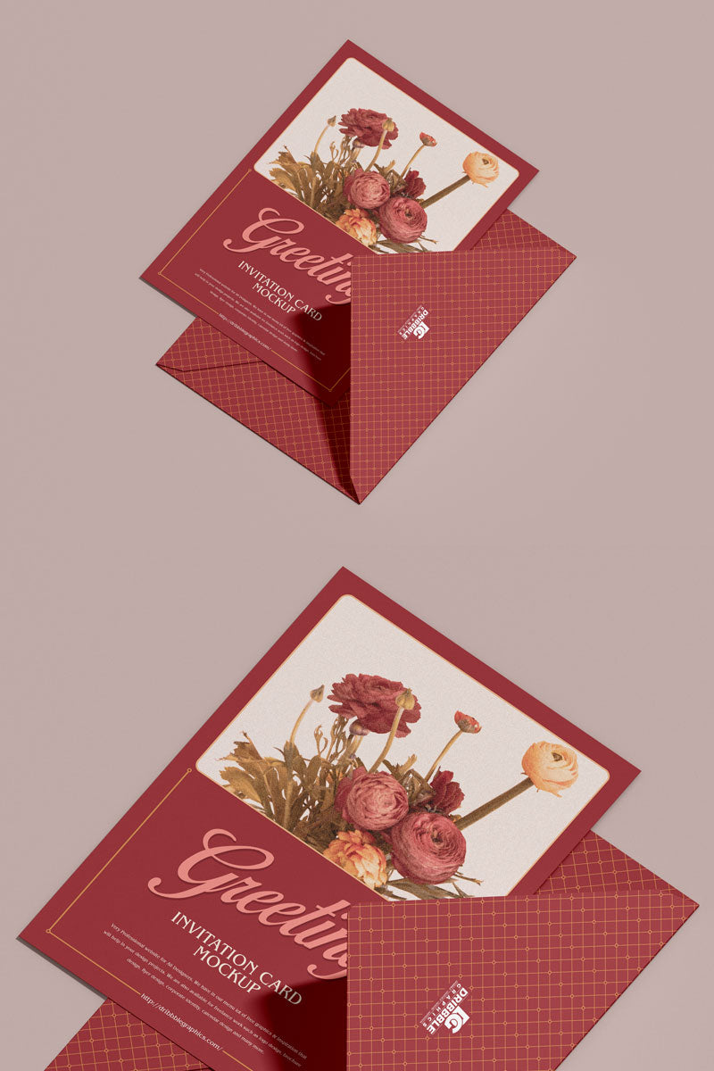 Modern Invitation Greeting Card Mockup Psd