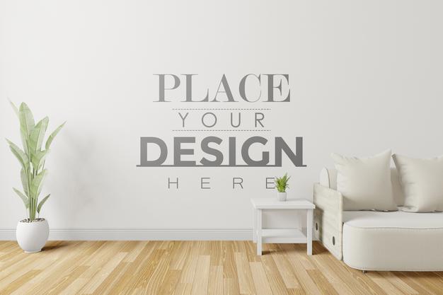 Modern Living Room Interior Wall Mockup Psd