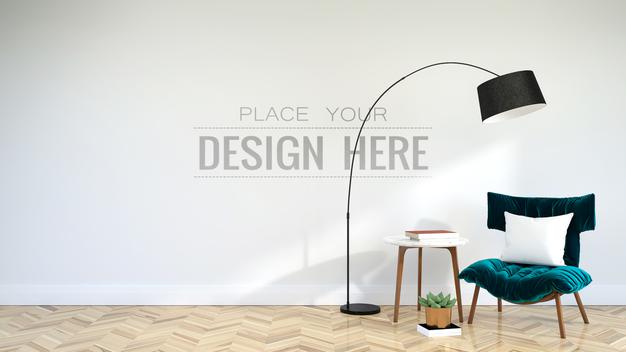 Modern Living Room Interior Wall Mockup Psd