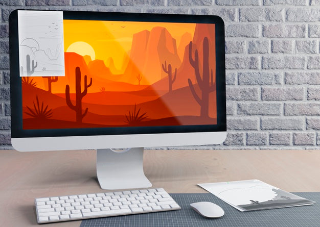 Modern Monitor For Work On Desk Psd