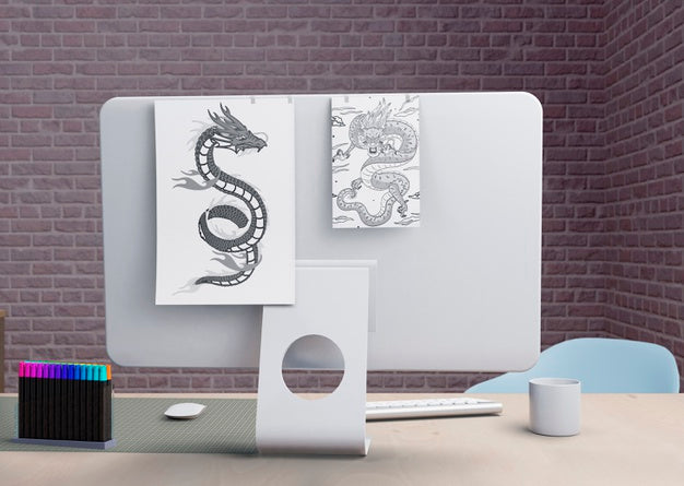 Modern Monitor On Office Indoor Psd