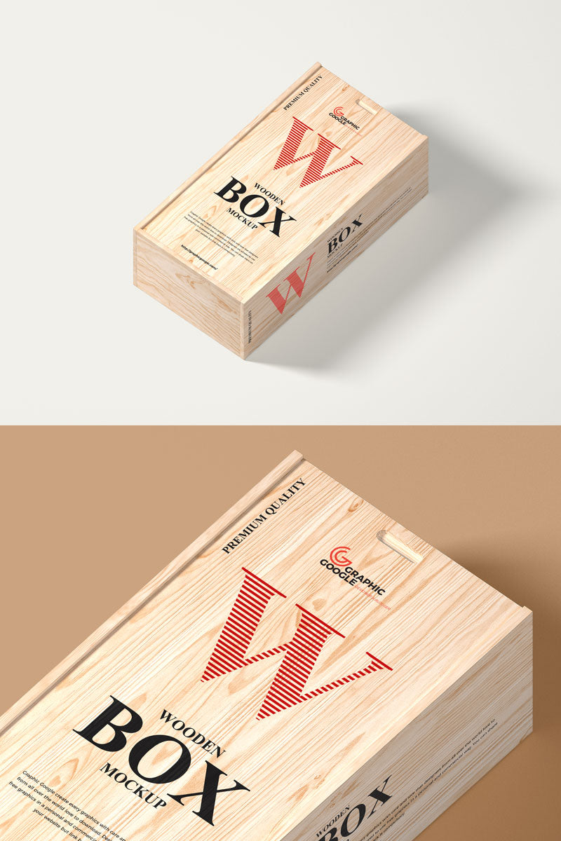 Modern Packaging Wooden Box Mockup