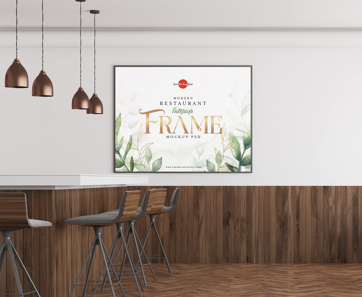 Modern Restaurant Interior Frame Mockup Psd
