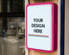 Modern Shop Sign Mockup With Bold Pink Frame Psd