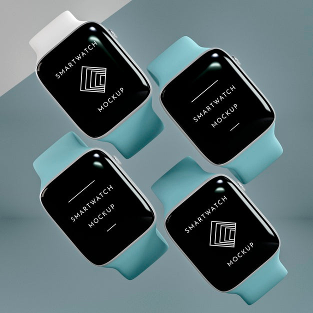 Modern Smartwatches With Screen Mock-Up Arrangement Psd