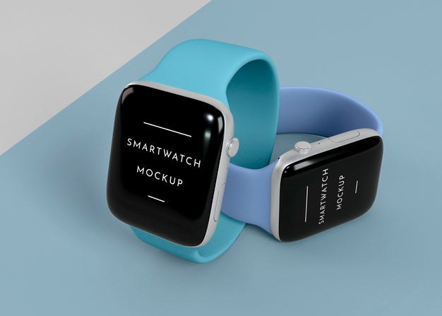 Modern Smartwatches With Screen Mock-Up Assortment Psd