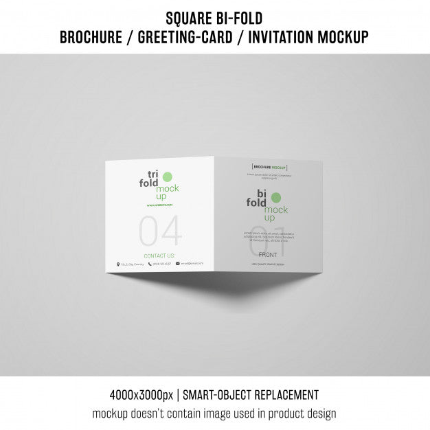 Modern Square Bi-Fold Brochure Or Greeting Card Mockup Psd