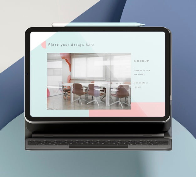 Modern Tablet With Keyboard Attached Arrangement Psd