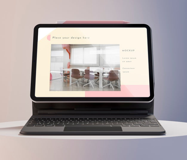 Modern Tablet With Keyboard Attached Assortment Psd