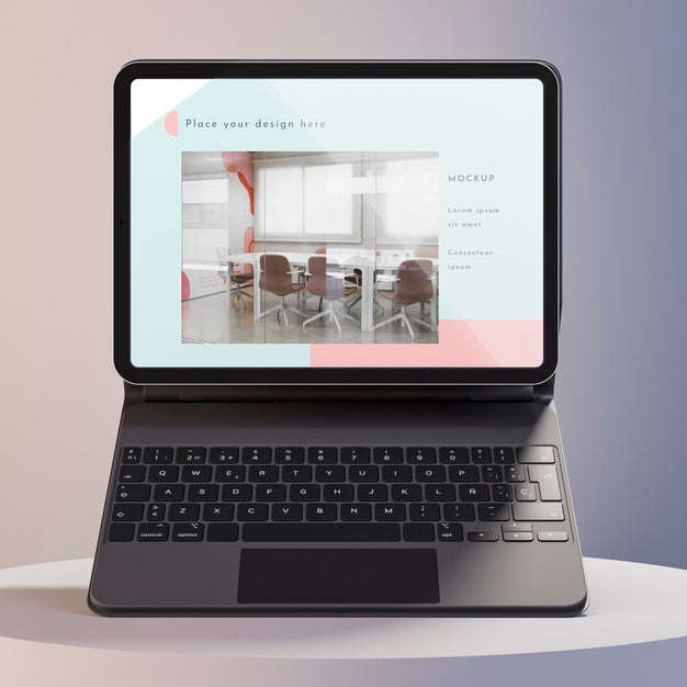 Modern Tablet With Keyboard Attached Composition Psd