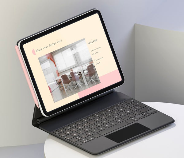 Modern Tablet With Keyboard Attached Psd - Mockup Hunt