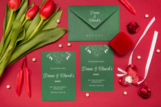 Modern Wedding Invitation With Mock-Up Psd